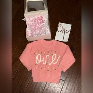 Pink Knit Sweater with Embroidered Design